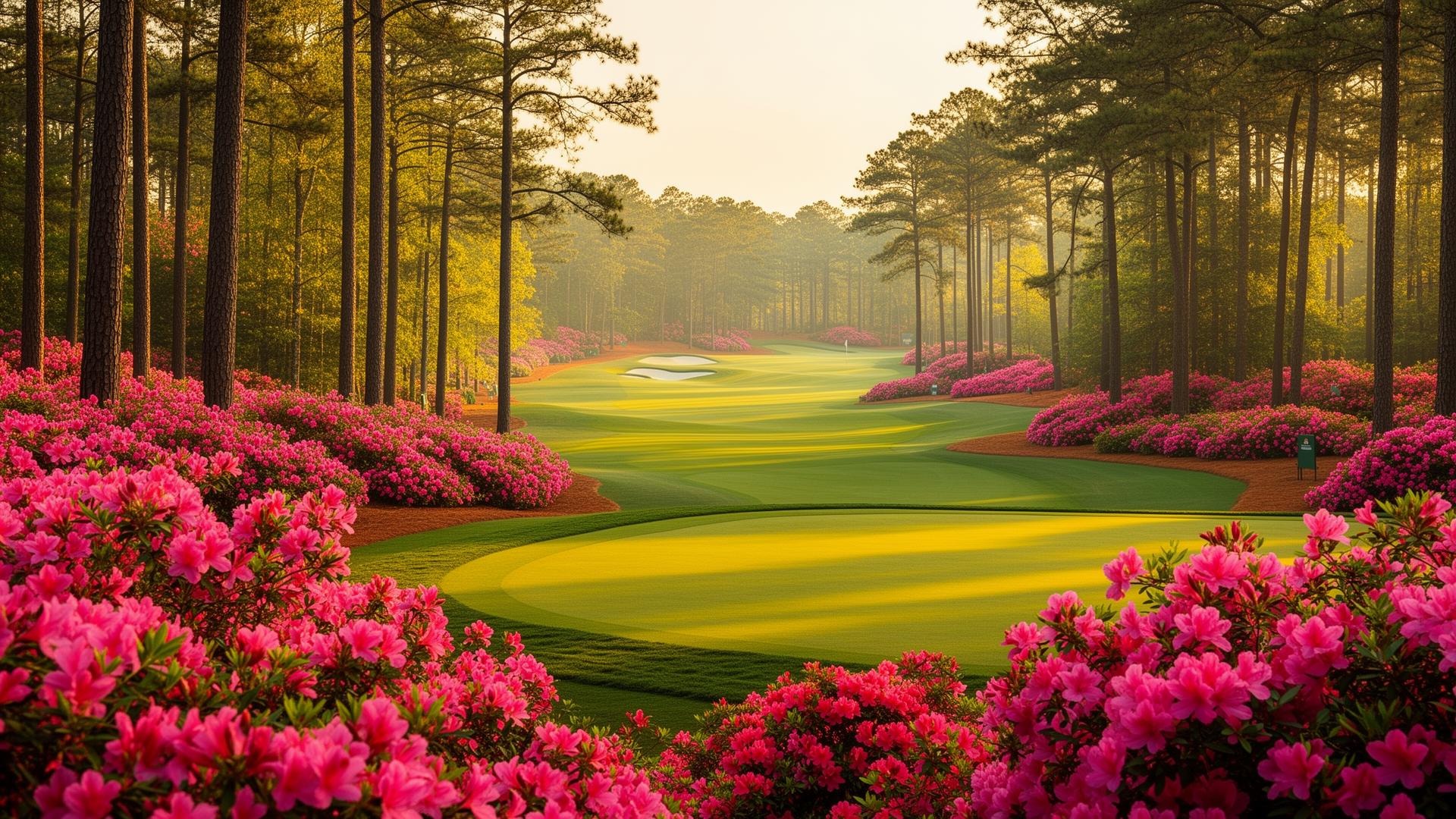 Augusta National fairway in spring